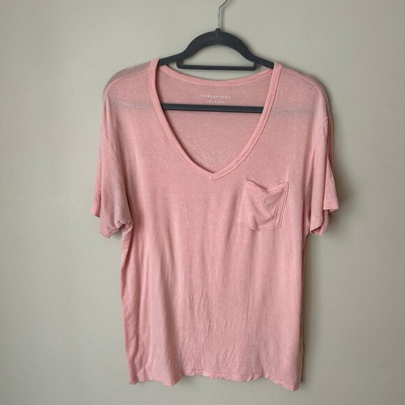 American Eagle Soft & Sexy V-Neck T-Shirt Light Pink Women’s Size Small - Picture 2 of 6
